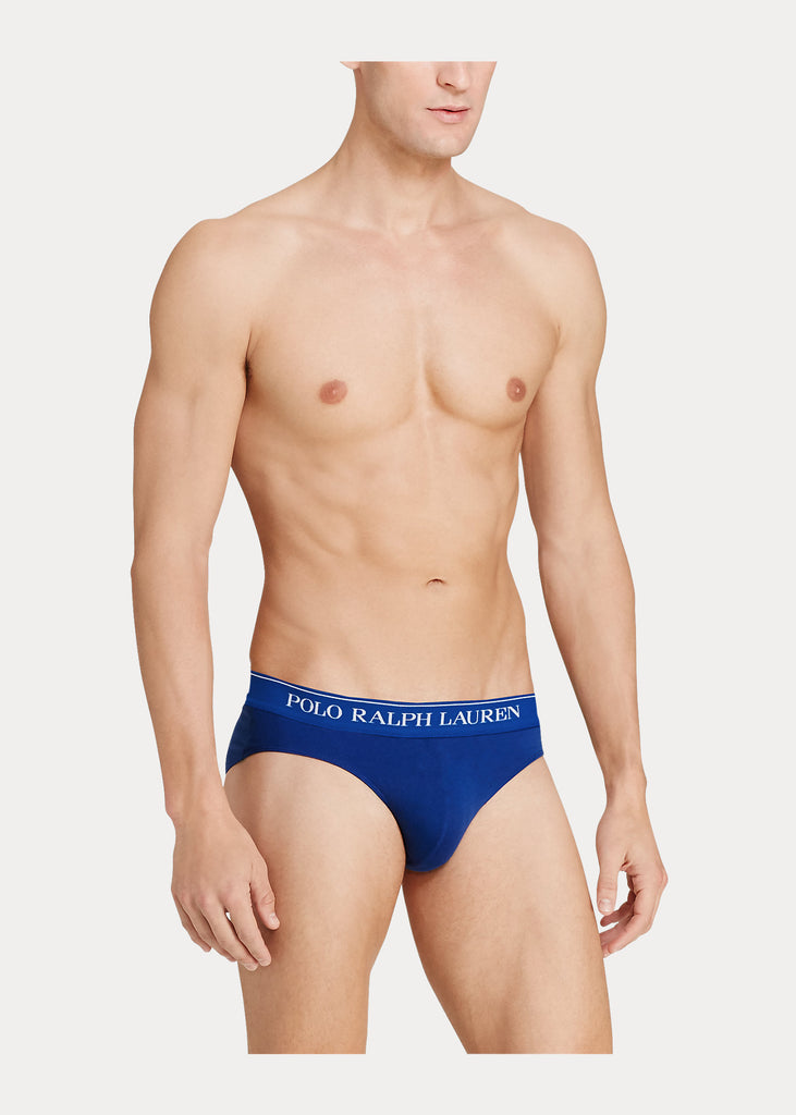 Polo Ralph Lauren Underwear 3-Pack Low Rise Stretch-Cotton Briefs -Navy/Sapphire/Blue