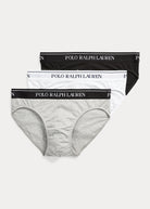 Polo Ralph Lauren 3-Pack Low Rise Stretch-Cotton Briefs - White/Black/Grey