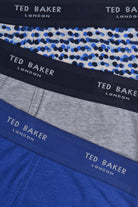 Ted Baker 3 Pack Cotton Stretch Fashion Trunks - Blue/Grey/Deimos Blue