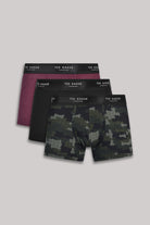 Ted Baker 3 Pack Cotton Stretch Fashion Trunks - Royal, Black, Jigsaw Camo