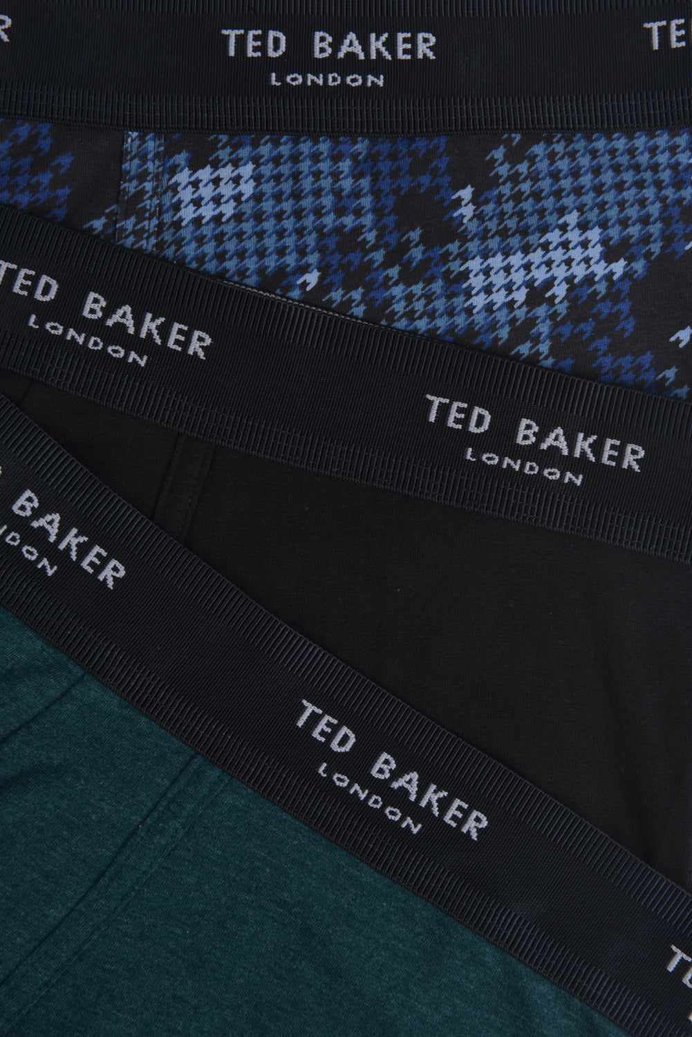 Ted Baker 3 Pack Cotton Stretch Fashion Trunks - Garden/Black/Houndstooth