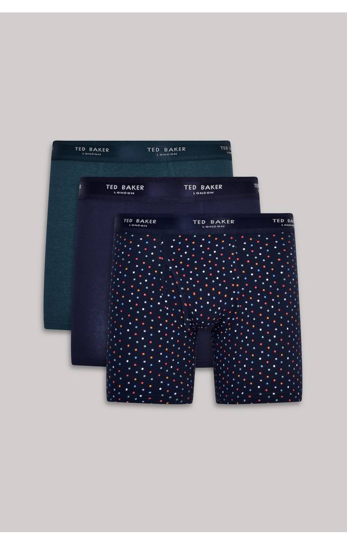 Ted Baker 3 Pack Cotton Stretch Boxer Briefs - Navy / Dotted Print