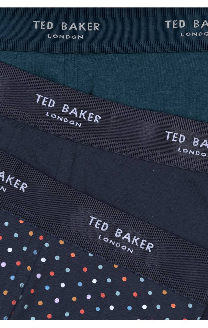 Ted Baker 3 Pack Cotton Stretch Boxer Briefs - Navy / Dotted Print