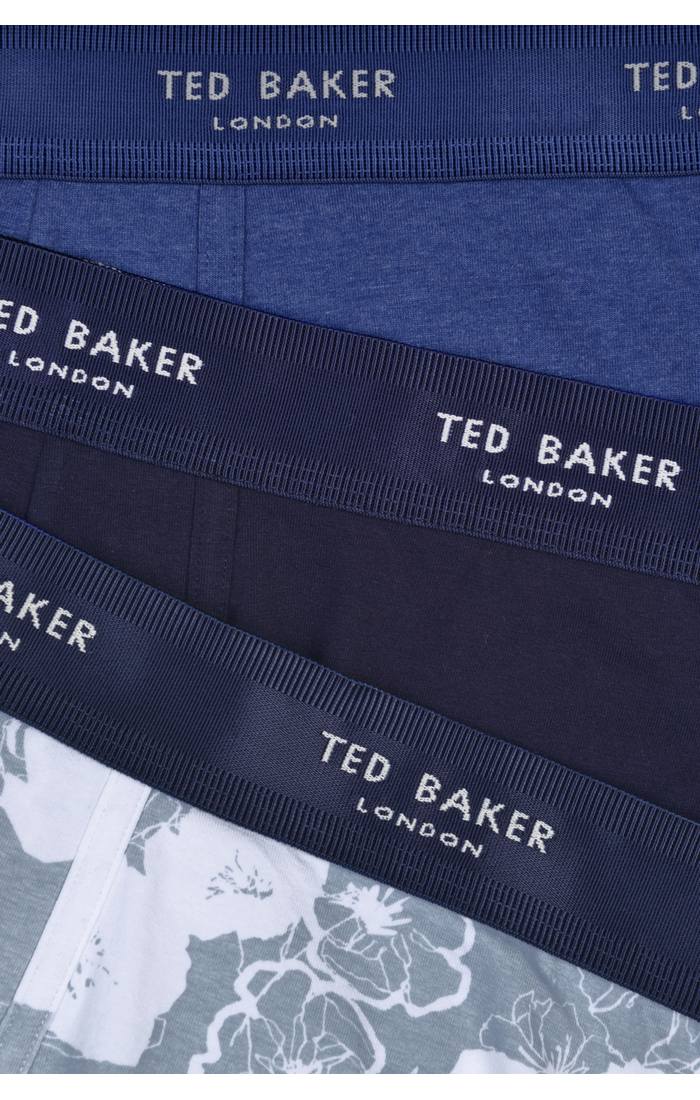 Ted Baker 3 Pack Cotton Stretch Boxer Briefs - Blue / Cobalt / Floral Grey