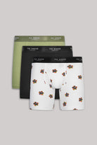 Ted Baker 3 Pack Cotton Stretch Boxer Briefs - Magnolia / Black / Flower White