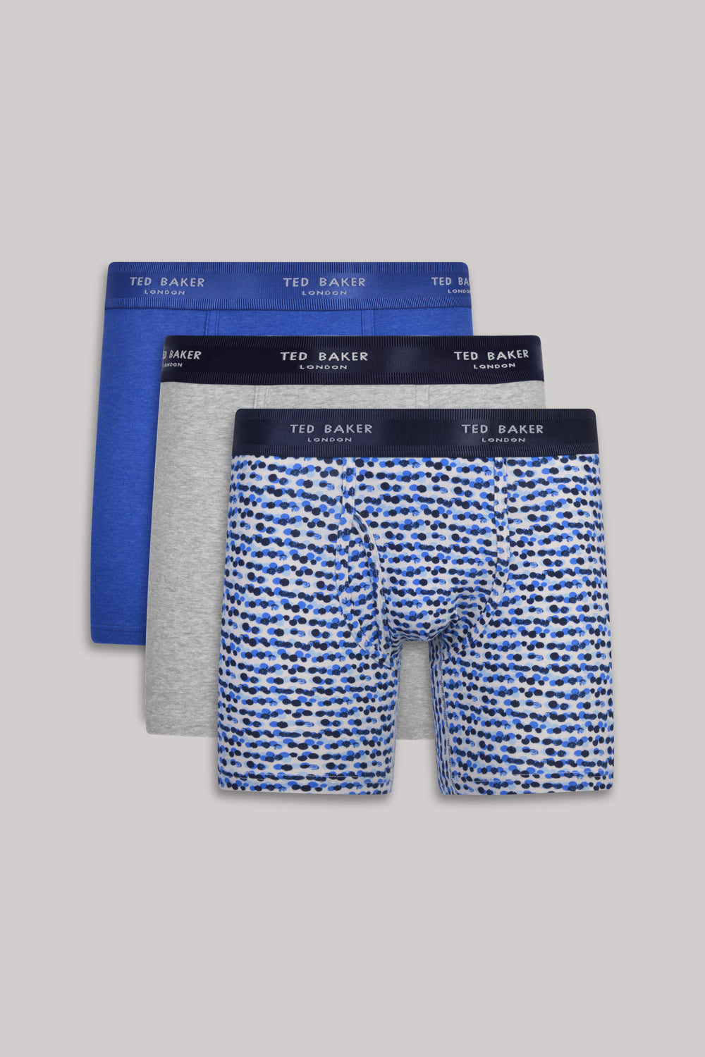 Ted Baker 3 Pack Cotton Stretch Boxer Briefs - Blue/Grey/Deimos Blue