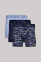 Ted Baker 3 Pack Cotton Stretch Boxer Briefs - Fog / Navy / Patita Navy