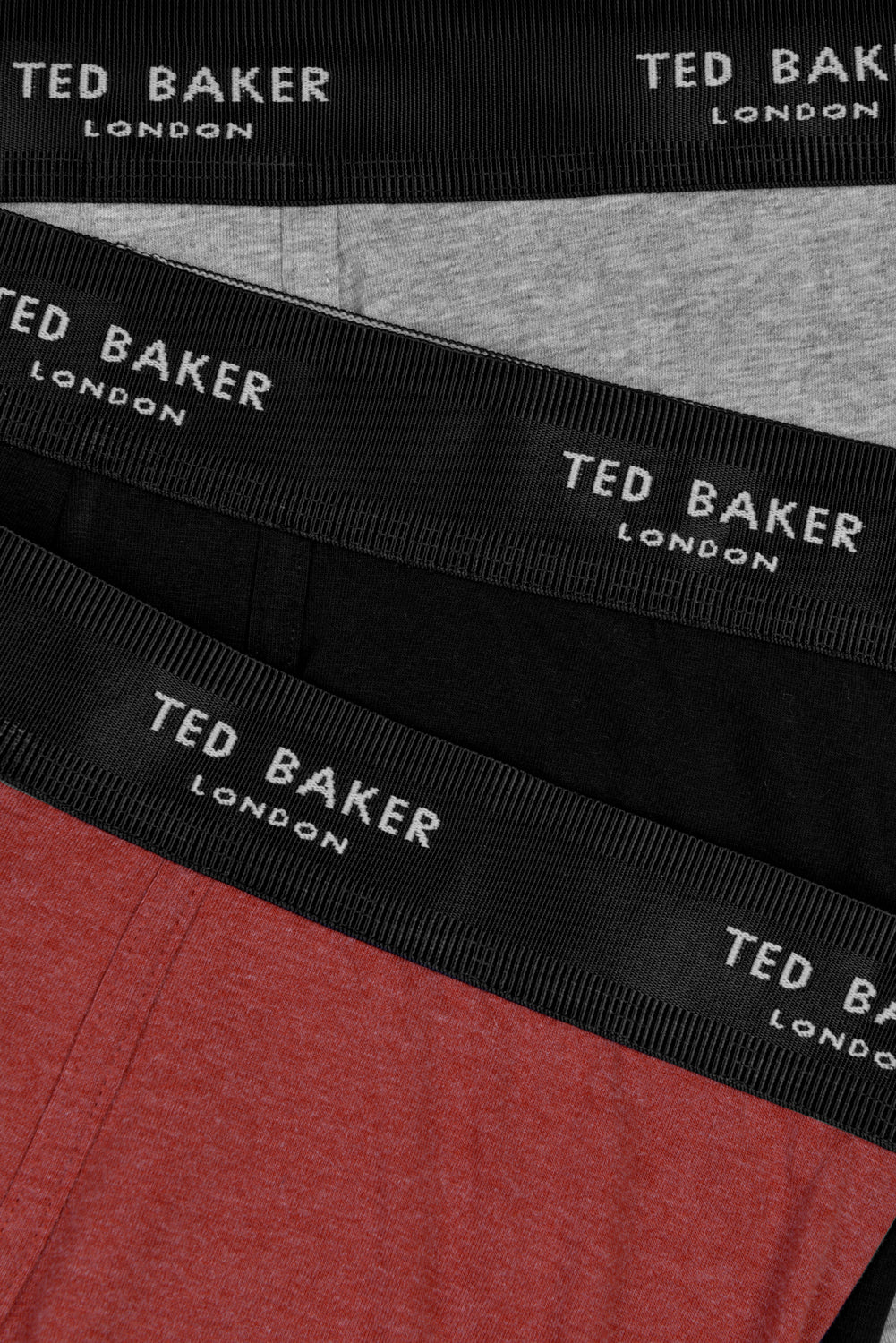 Ted Baker 3 Pack Fashion Cotton Stretch Solid Trunks - Black / Grey / Copper