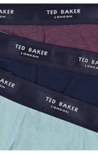 Ted Baker 3 Pack Fashion Cotton Stretch Solid Trunks - Burgundy / Blue / Teal