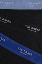 Ted Baker 3 Pack Cotton Stretch Fashion Trunks - Black with color Waistband