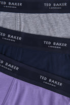 Ted Baker 3 Pack Cotton Stretch Fashion Trunks - Purple /Navy/Grey