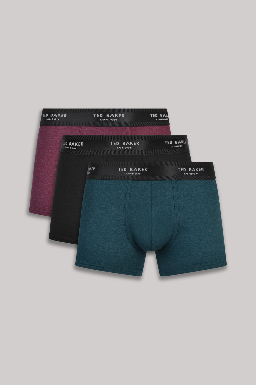 Ted Baker 3 Pack Cotton Stretch Fashion Trunks - Royal/Black/Garden