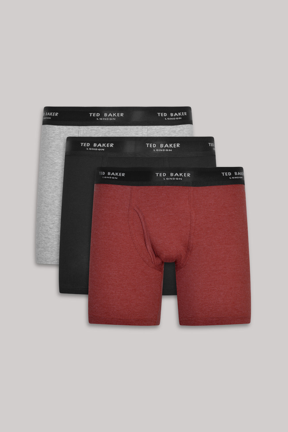 Ted Baker 3 Pack Cotton Stretch Boxer Briefs - Black / Grey Heather / Heena