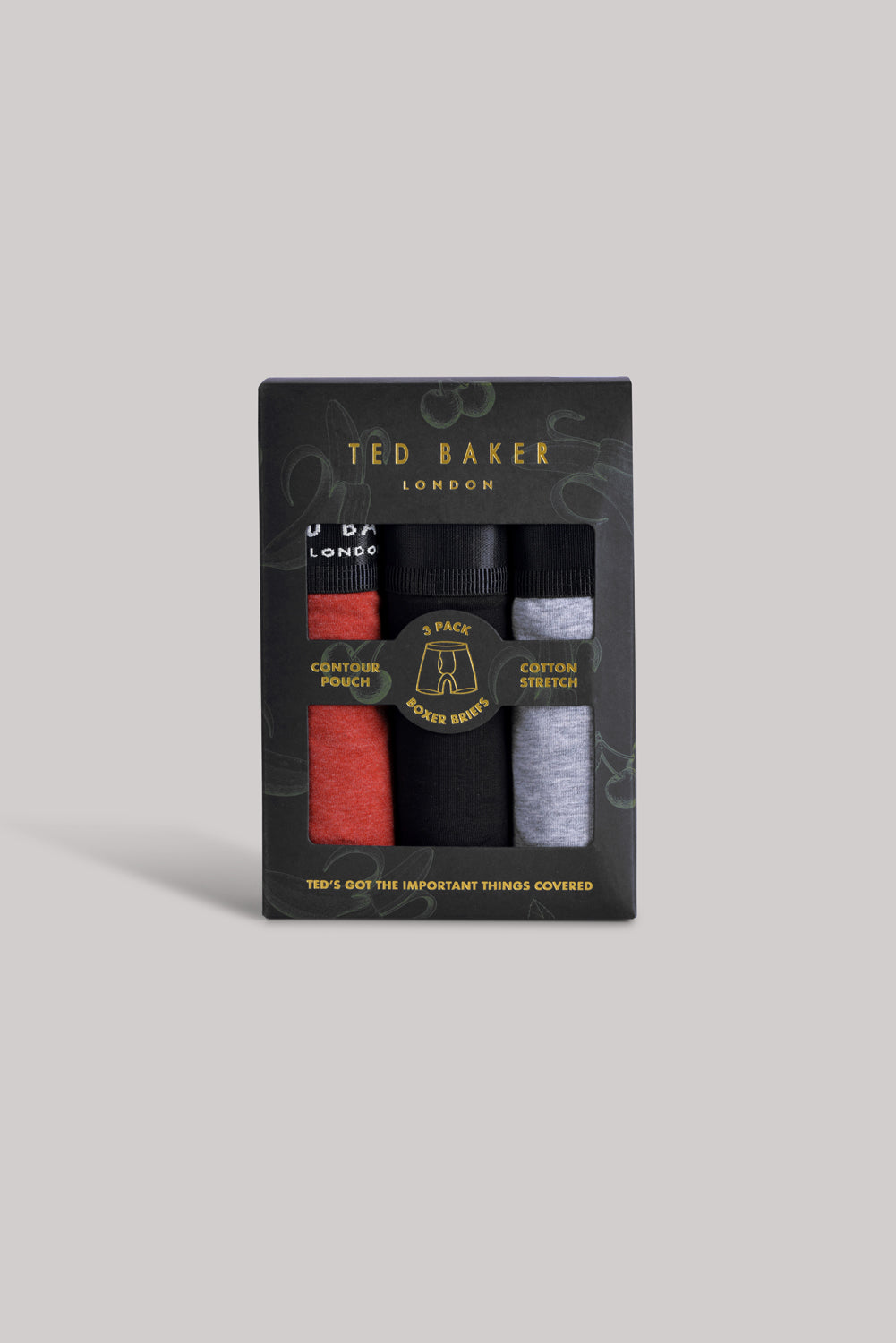 Ted Baker 3 Pack Cotton Stretch Boxer Briefs - Black / Grey Heather / Heena