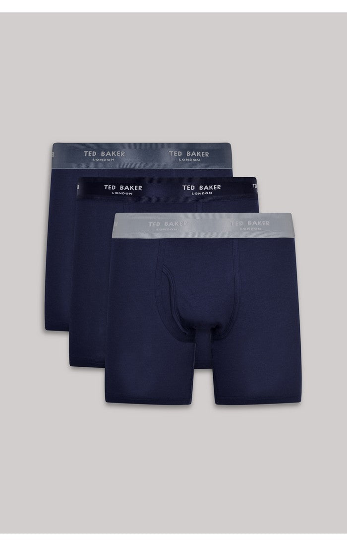 Ted Baker 3 Pack Cotton Stretch Boxer Briefs - Blue with Color Waistband