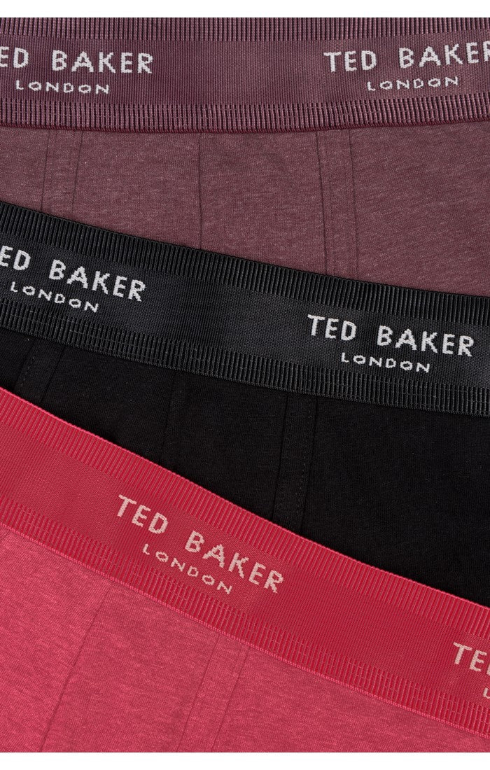 Ted Baker 3 Pack Cotton Stretch Boxer Briefs - Black/Pink/Maroon