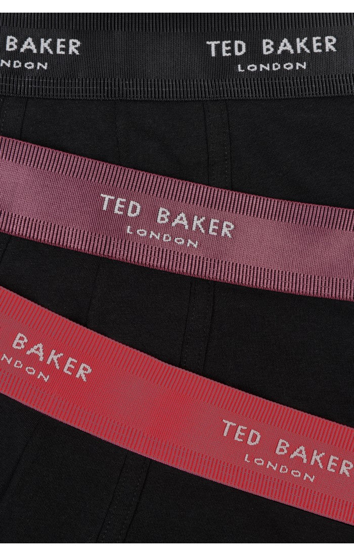 Ted Baker 3 Pack Cotton Stretch Boxer Briefs - Black With Color Waistband