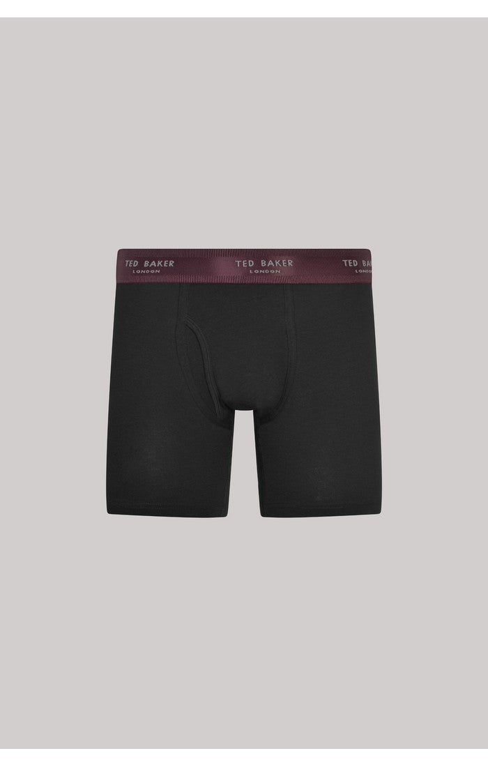 Ted Baker 3 Pack Cotton Stretch Boxer Briefs - Black With Color Waistband