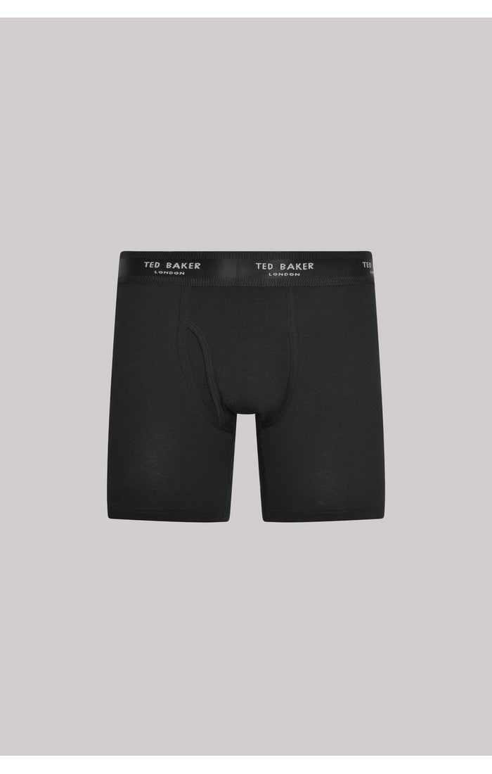 Ted Baker 3 Pack Cotton Stretch Boxer Briefs - Black With Color Waistband