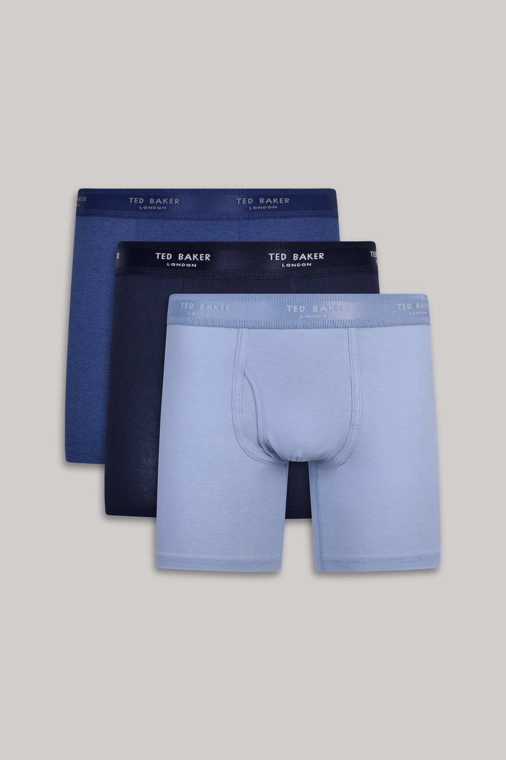 Ted Baker 3 Pack Cotton Stretch Boxer Briefs - Blue/Navy/Fog