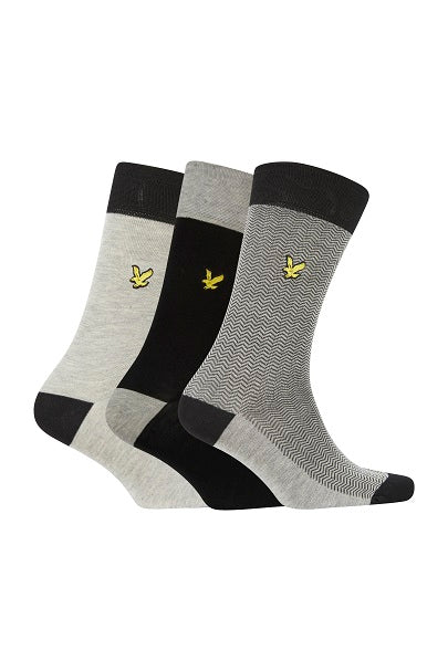 Lyle & Scott Trent 3 Pack Socks - Herringbone/GreyMarl/Black