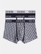 Guess - 3 Pack Boxer Trunks with Logo Band - Printed Blue / Black