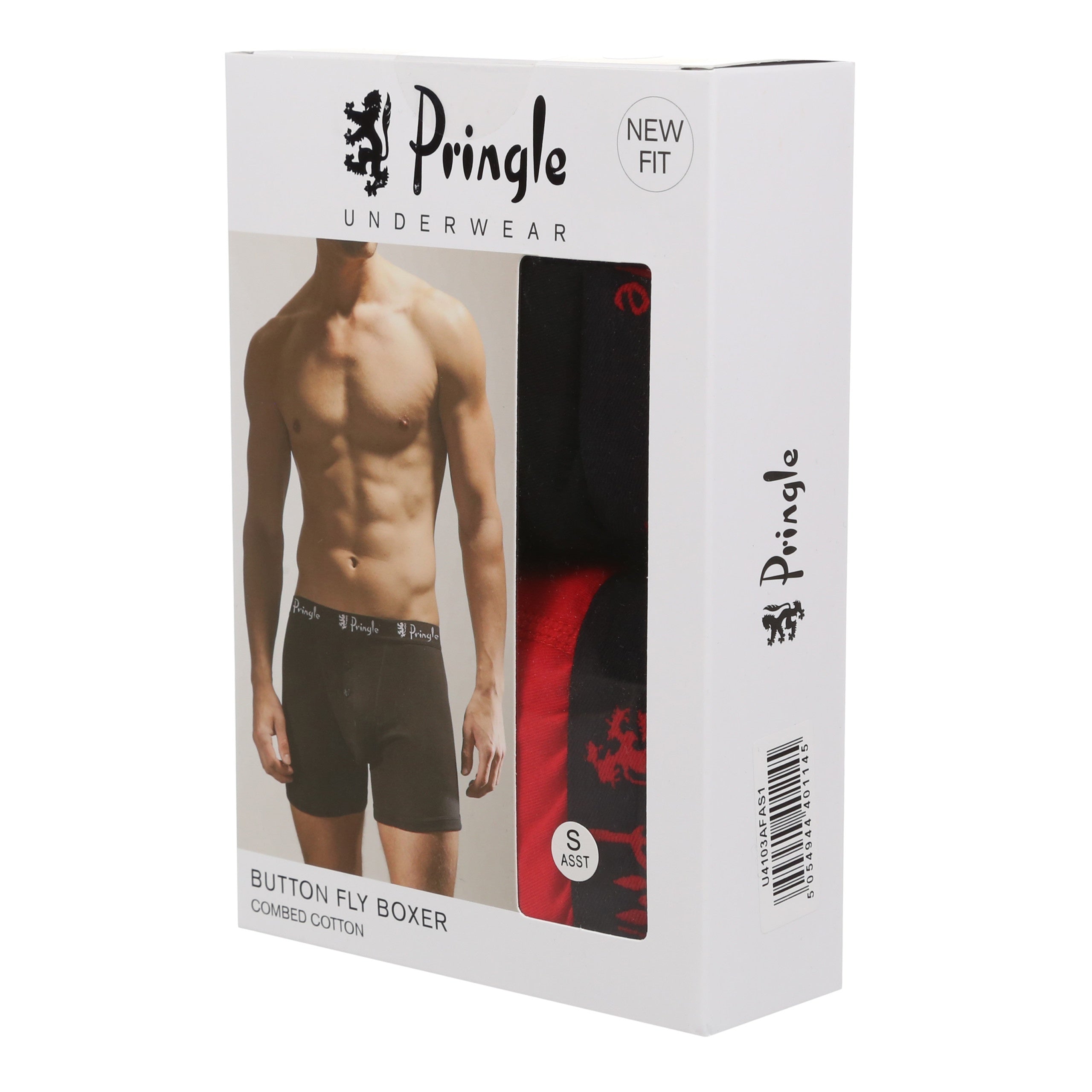 Pringle 2 Pack Henry Button Cotton Stretch Boxers - Red / Black