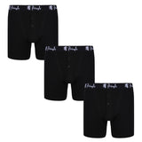 Pringle 3 Pack William Button Front Cotton Stretch Boxers - Black