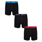 Pringle 3 Pack William Button Front Cotton Stretch Boxers - Black Contrast