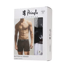 Pringle 3 Pack William Button Front Cotton Stretch Boxers – Black/White/Grey