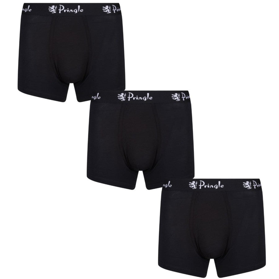 Pringle - 3 Pack Modal Stretch Boxer Trunks - Black Hipster