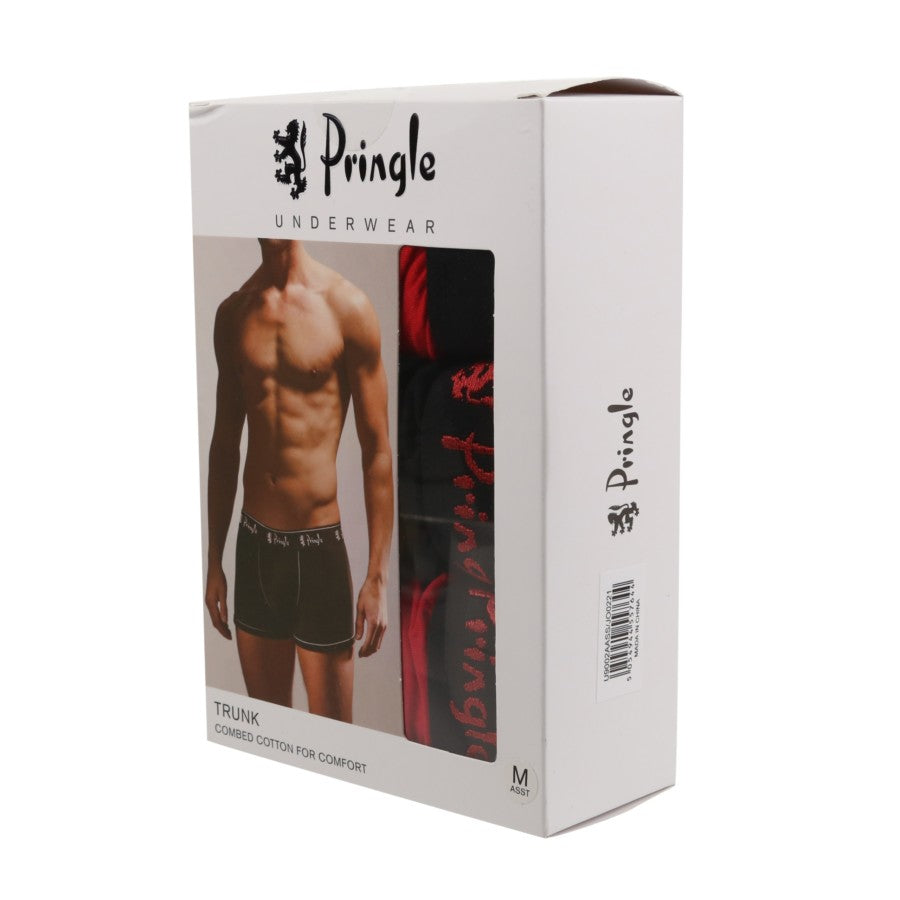 Pringle 3 Pack Cotton Stretch Men's Trunk - Red / Black