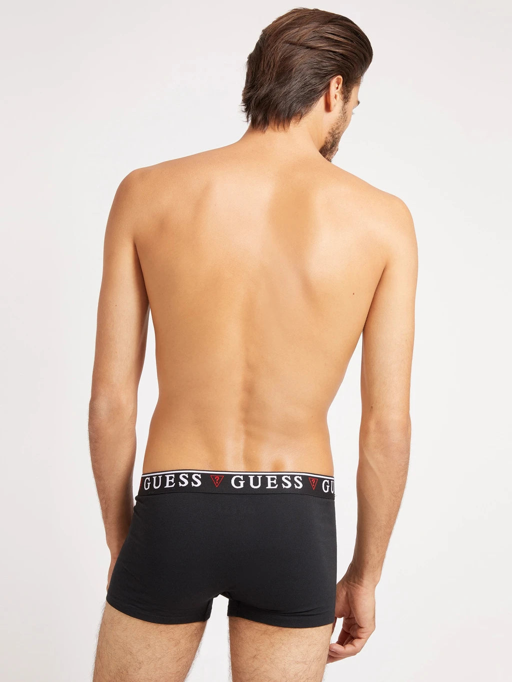 Guess 3 Pack Boxer Trunks Stretch Cotton with Logo Band - Black / Grey White