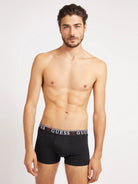 Guess 3 Pack Boxer Trunks Stretch Cotton with Logo Band - Black / Grey White