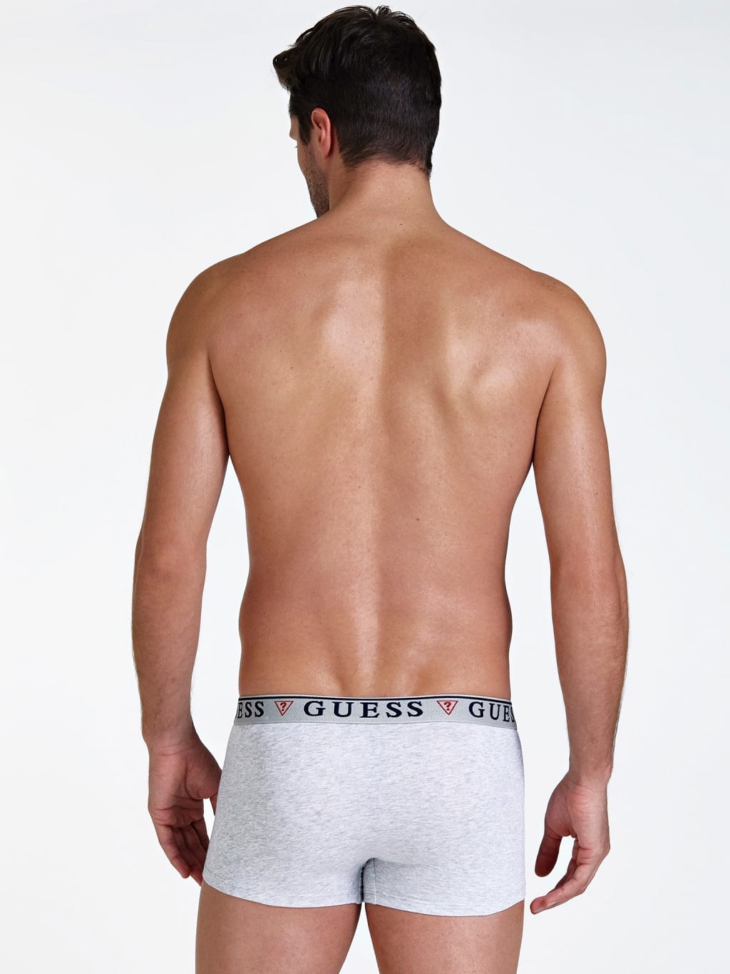 Guess 3 Pack Boxer Trunks Stretch Cotton with Logo Band - Black / Grey White