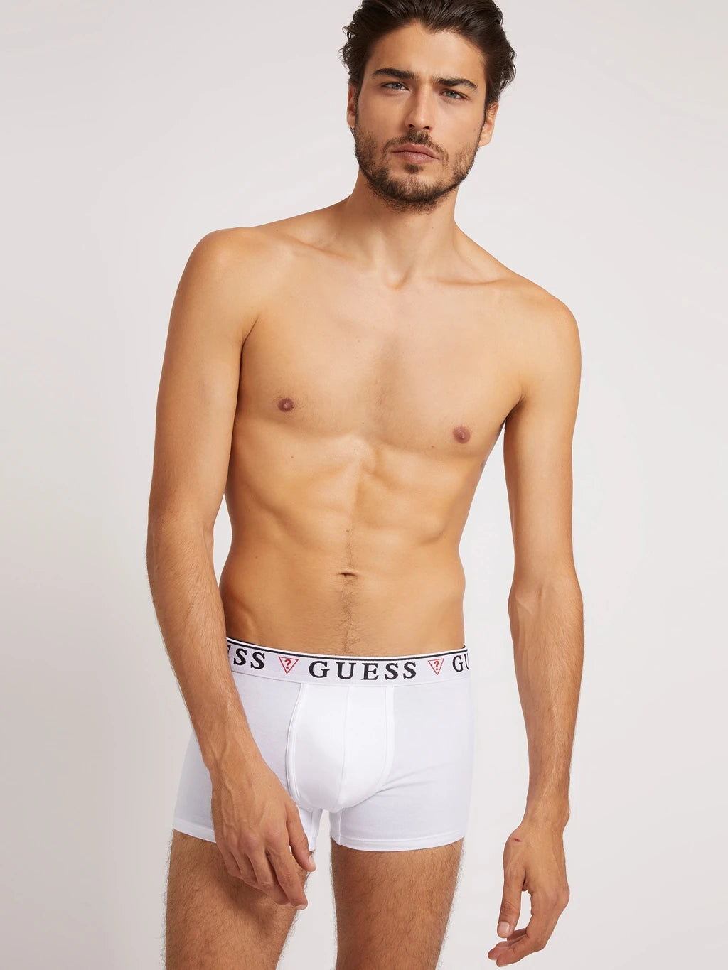 Guess 3 Pack Boxer Trunks Stretch Cotton with Logo Band - Black / Grey White