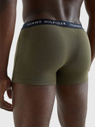 Tommy Hilfiger 3- Pack Essential Logo Waistband Trunks - Army Green/Hydr Blue/Desert Sky