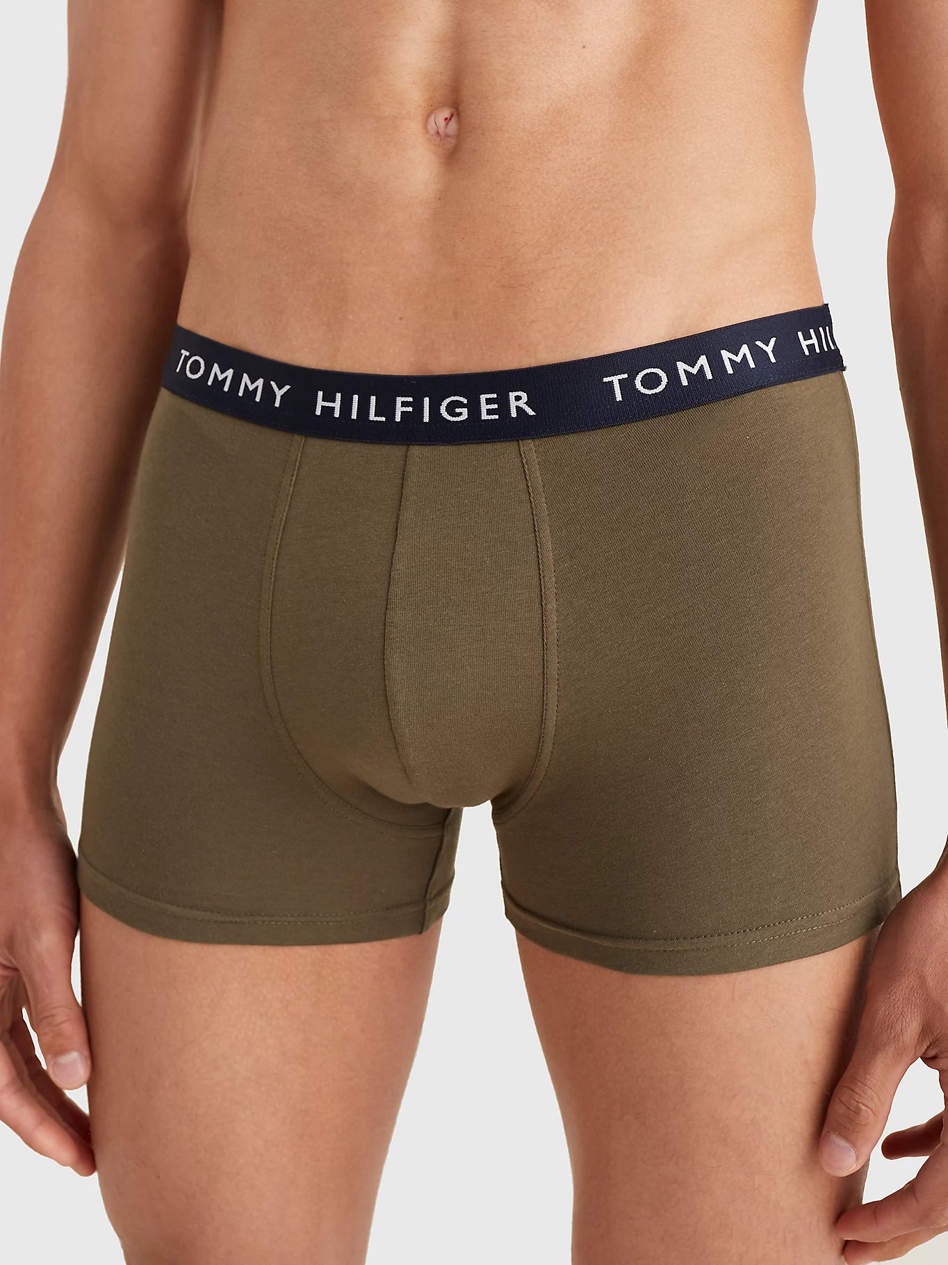 Tommy Hilfiger 3- Pack Essential Logo Waistband Trunks - Desert Sky/Light Cast/Army Green