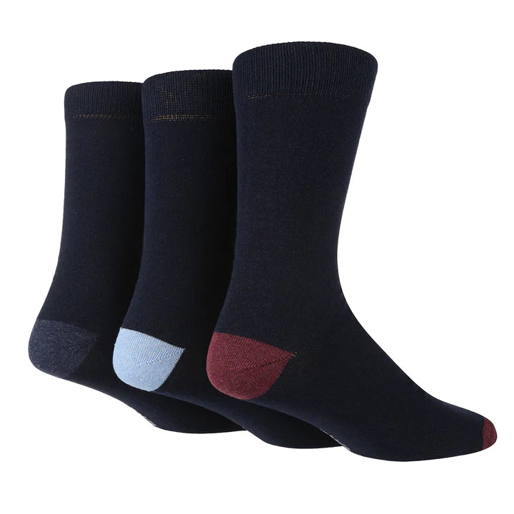 Tore Totally Recycled 100% Men's Plain 3 Pack Crew Socks with Contrast Heel and Toe