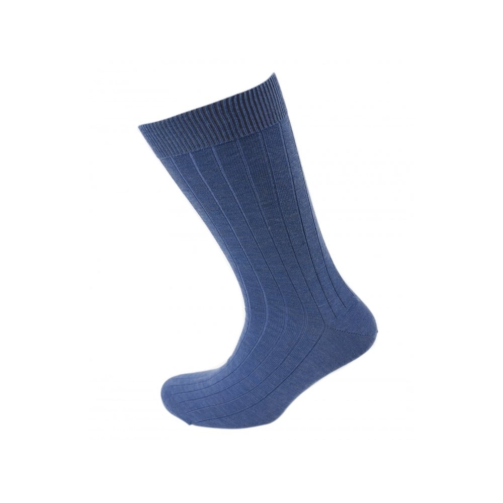 Viyella Mens Wool Short Ribbed Sock -Airforce