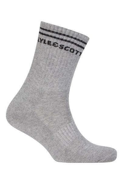 Lyle & Scott Mens Walter 3 Pack Sport Socks - Black/White/Grey