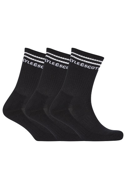 Lyle & Scott Mens Walter 3 Pack Sport Socks - Black