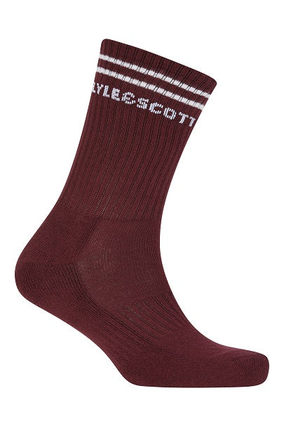 Lyle & Scott Mens Walter 3 Pack Sport Socks - Black/White/Winetasting