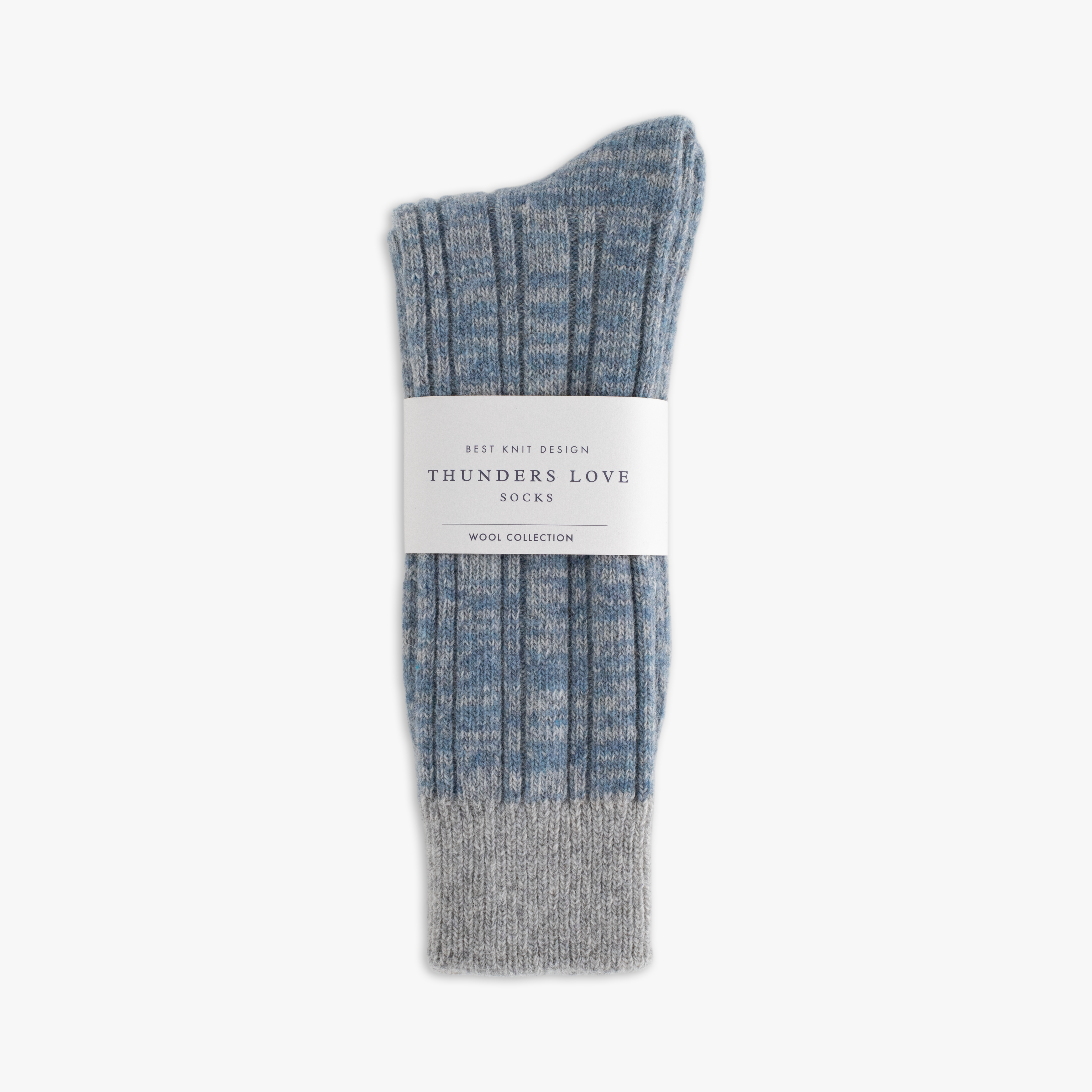 Thunders Love Dupled Ribbed Blue Wool Socks - (39-45) / Unisex