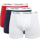 Calvin Klein 3 Pack Cotton Stretch - Normal Rise Trunks ( White / Red / Navy )