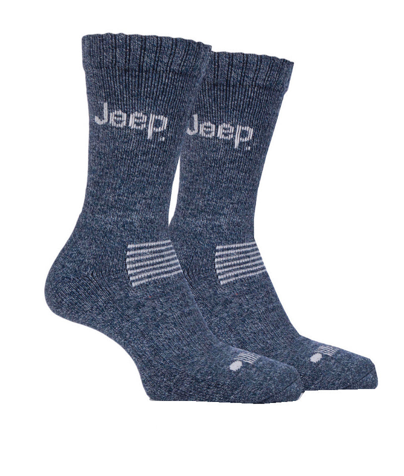 Jeep Mens 2 Pack Wool Mix Rib Socks