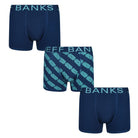 Jeff Banks Men's 3 Pack Plain And Patterned - Cotton Trunks - Navy (Y9015)