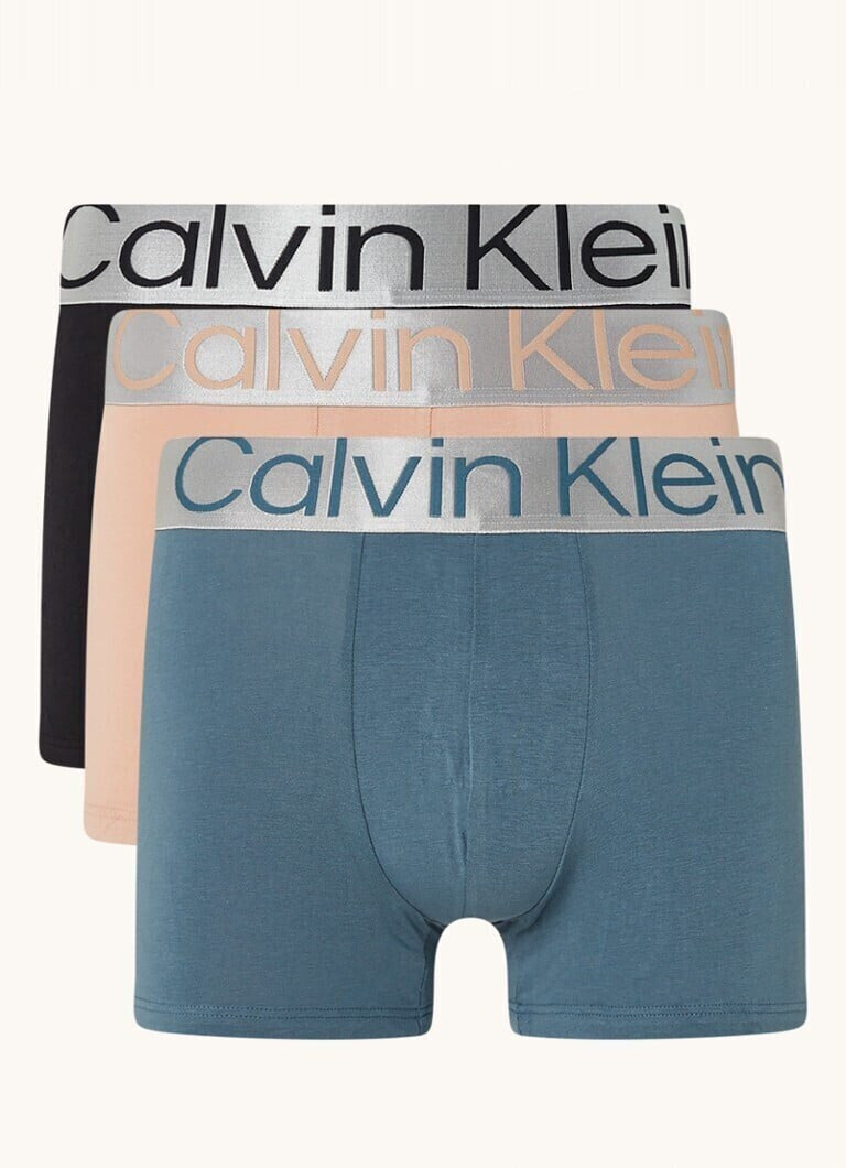 Calvin Klein Reconsidered Steel Trunks 3 Pack - Blue Lake/Clay/Black