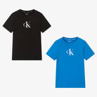 Calvin Klein 2 Pack Boys T-Shirts - Aqua/Black