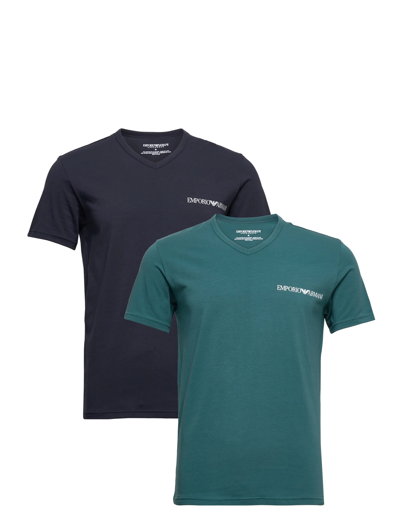 Emporio Armani 2 Pack Crew Neck T-Shirt - Marine/Mediterranea